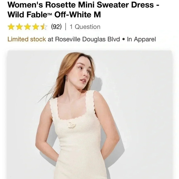 NWT Women's Rosette Mini Sweater Dress - Wild Fable Off-White M - Picture 4 of 4